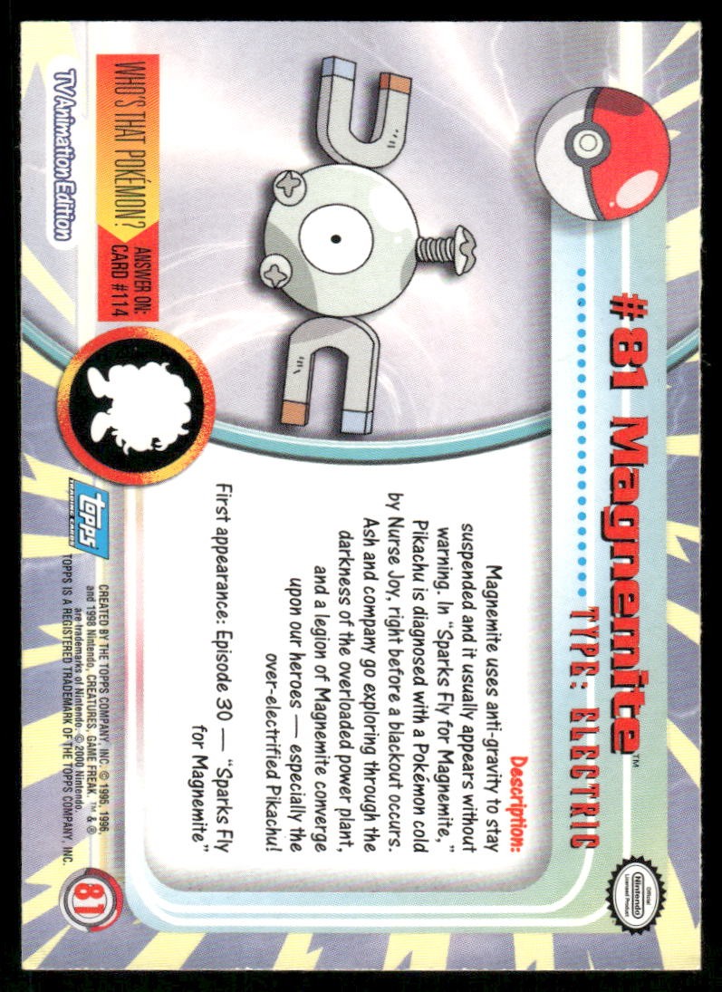 Pokemon Cards Magnemite #81 Topps Trading Cards Series 2 NM *81