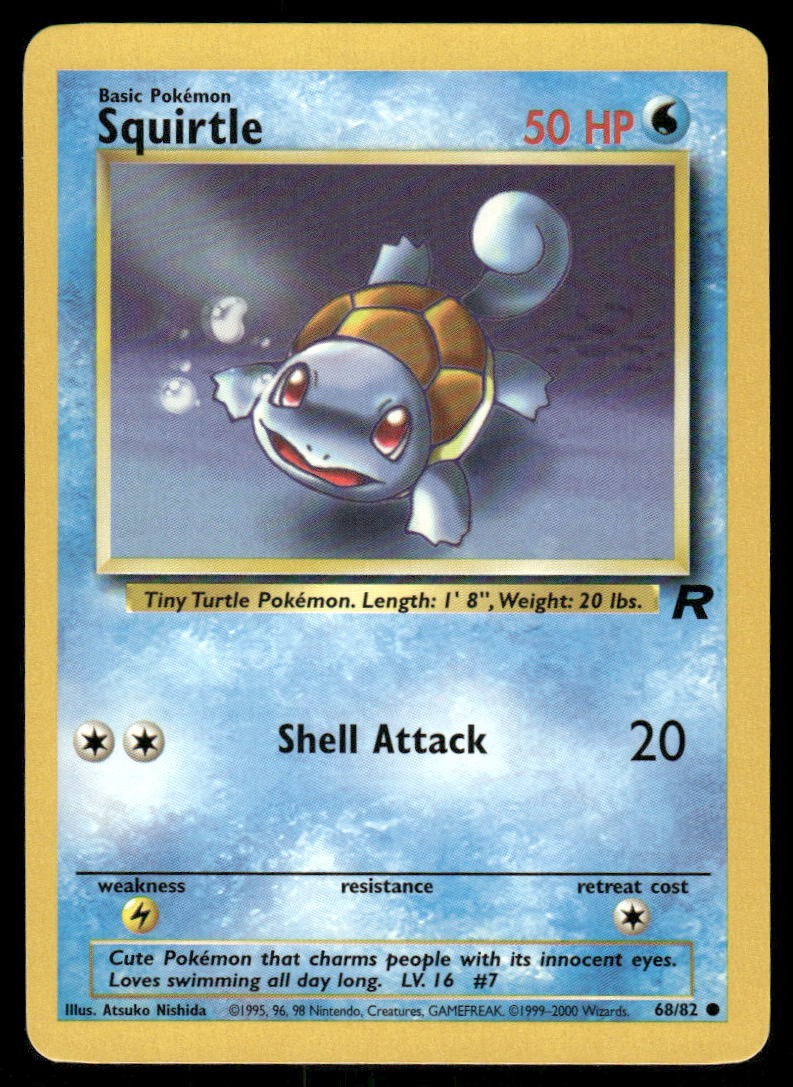 Pokemon Cards Squirtle 68/82 UNLIMITED Team Rocket WOTC Common NM0