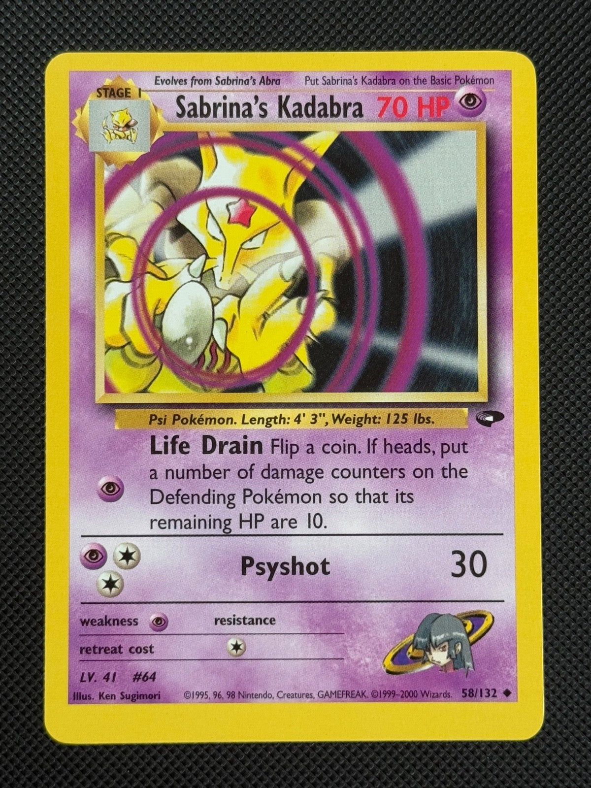 Sabrina's Kadabra 58/132 REGULAR Pokémon Card WOTC Gym Challenge Uncommon0