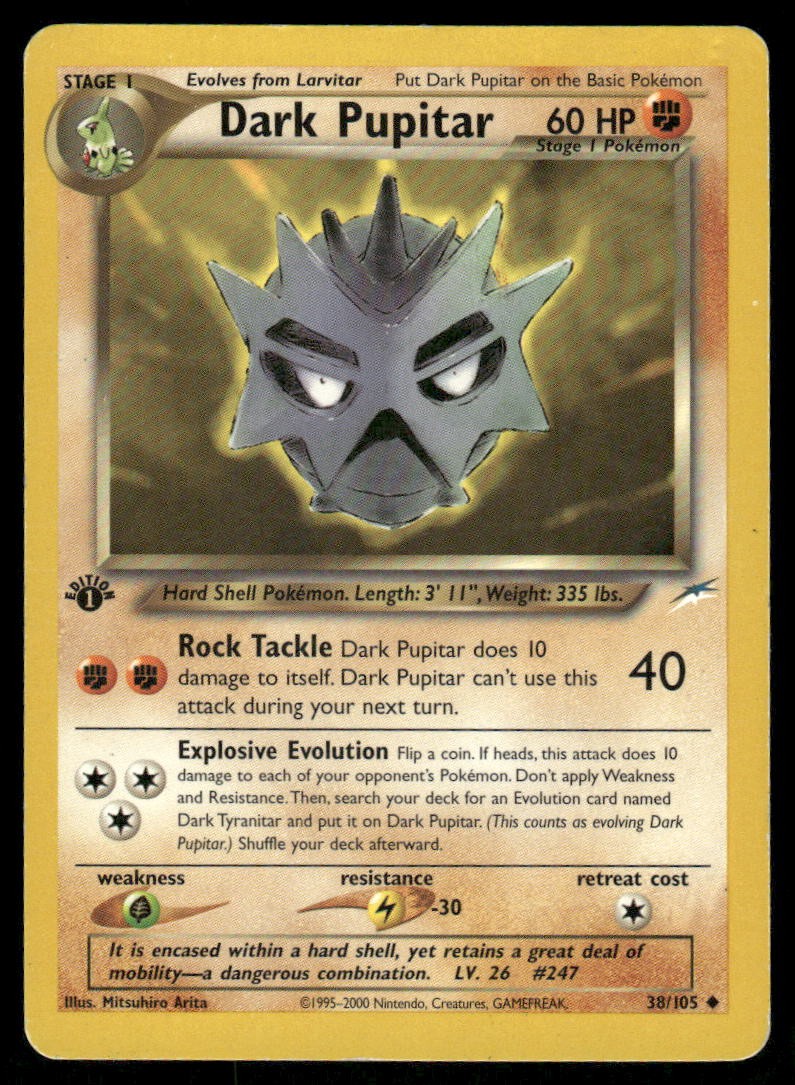 Pokemon Cards Dark Pupitar 38/105 1st Edition Neo Destiny Uncommon MP0