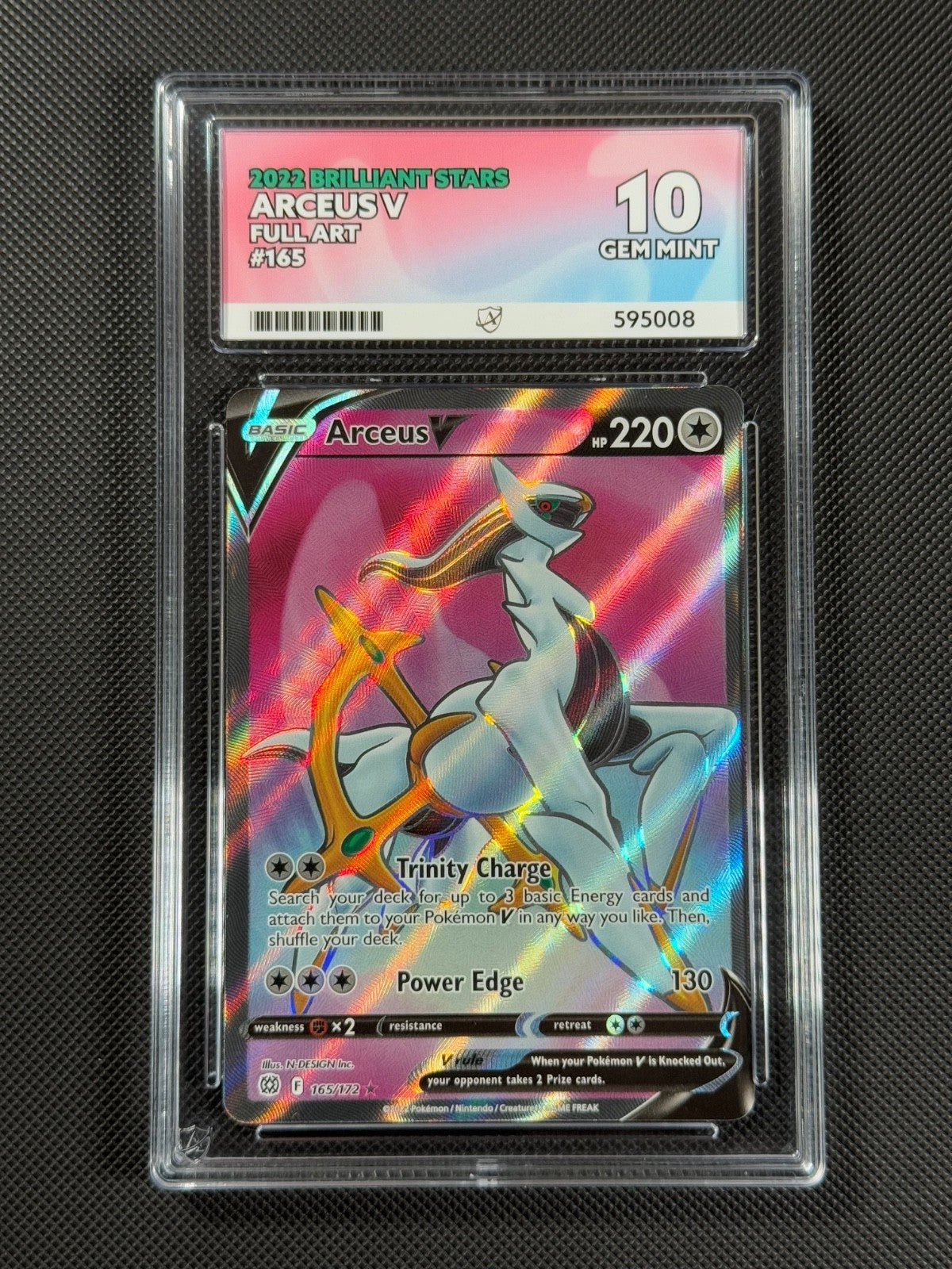 ACE 10 Arceus V 165/172 FULL ART Pokémon Card SWSH Brilliant Stars Holo GEM MINT0