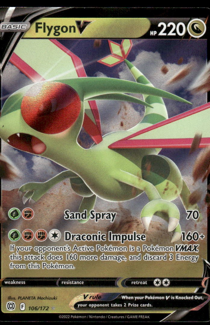 Pokemon Cards Flygon V 106/172 Brilliant Stars Holo Rare V NM0