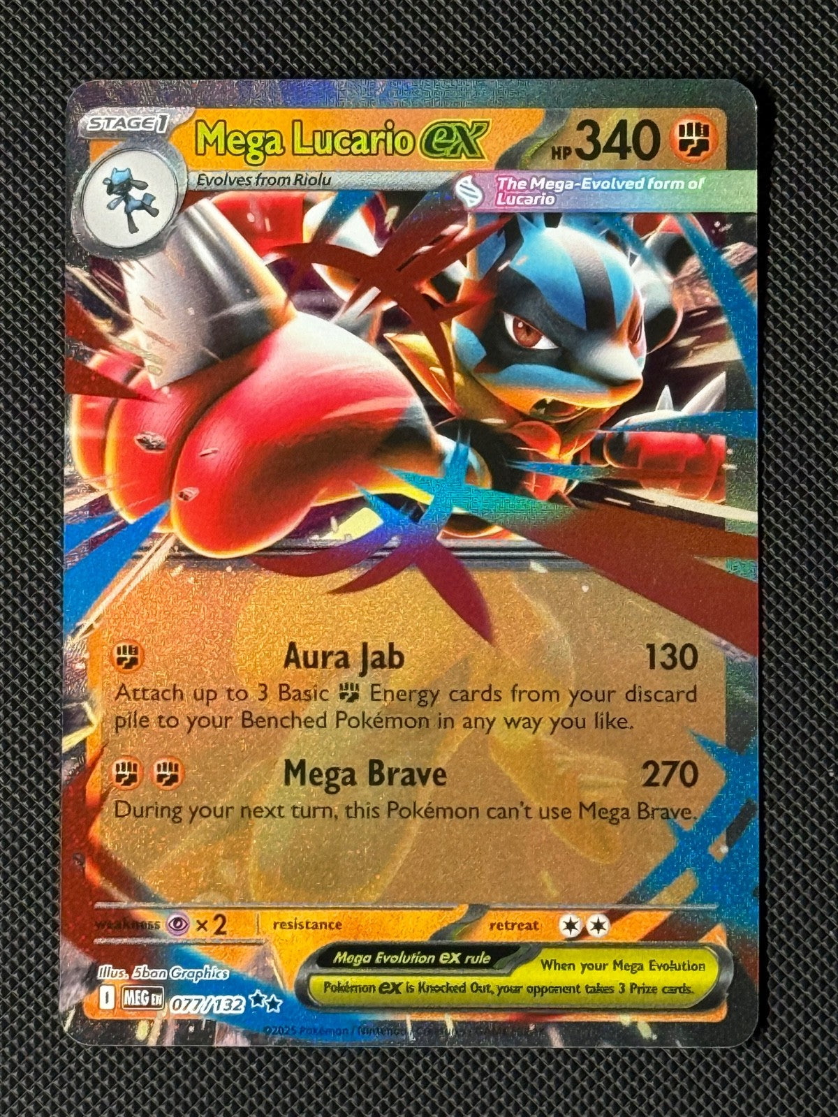 Mega Lucario ex 077/132 Pokémon Card ME01: Mega Evolution NM0
