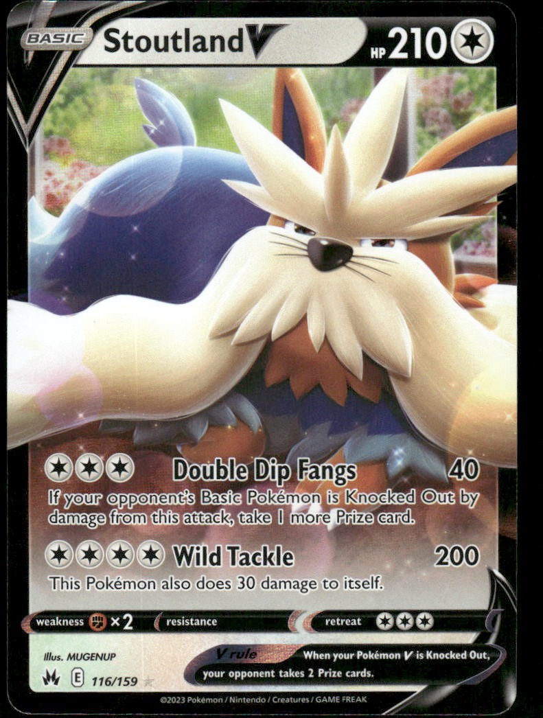 Pokemon Cards Stoutland V 116/159 Crown Zenith Holo Rare V NM0