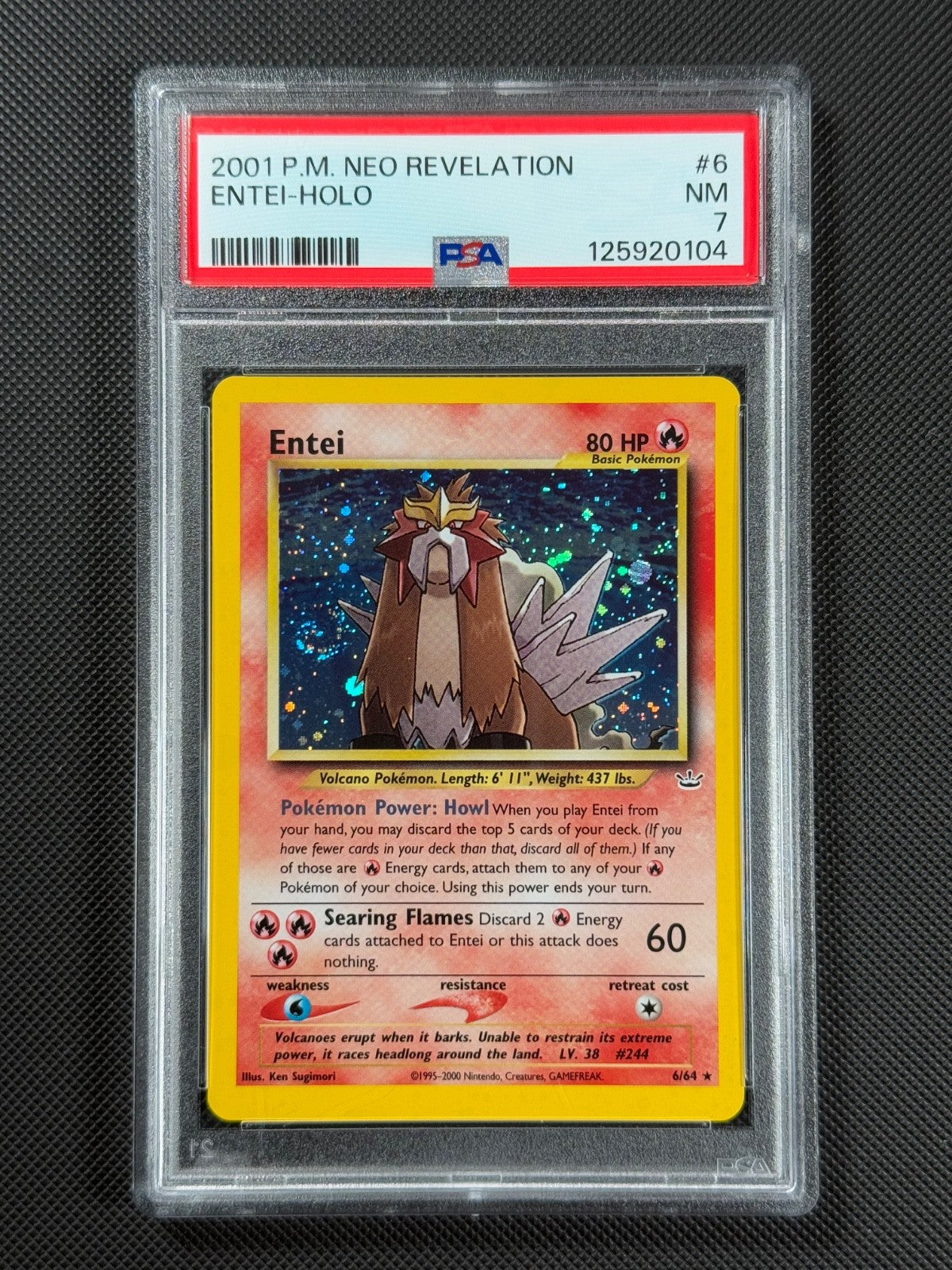 PSA 7 Entei 6/64 HOLO Pokémon Card WOTC Neo Revelation Rare Holo NM0