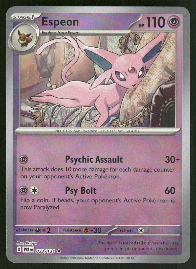 Pokemon Cards Espeon 033/131 Prismatic Evolutions POKEBALL Rare NM0