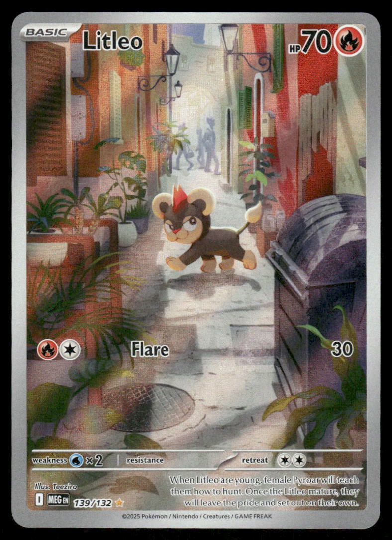 Pokemon Cards Litleo 139/132 Mega Evolution Illustration Rare NM0