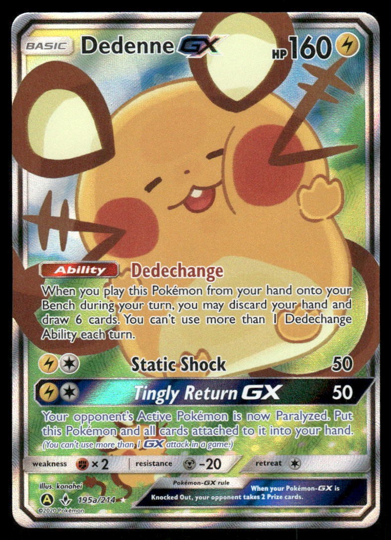Pokemon Cards Dedenne GX 195a/214 Unbroken Bonds Rare Ultra NM0
