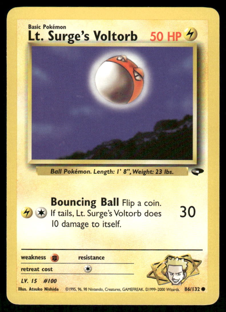 Pokemon Cards Lt. Surge's Voltorb 86/132 UNLIMITED Gym Challenge WOTC Common NM0