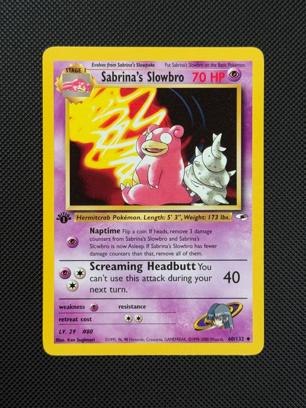 Pokémon Cards Sabrina's Slowbro 60/132 1ST EDITION Gym Heroes WOTC Uncommon1
