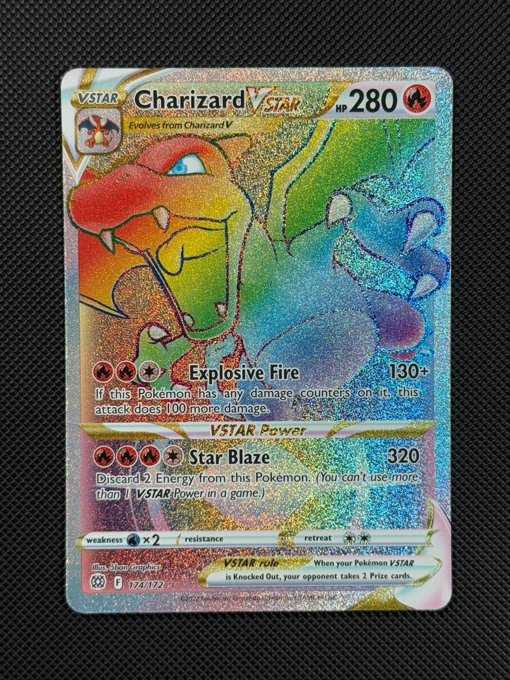 Pokémon Card Charizard VSTAR 174/172 Brilliant Stars Sword & Shield Rainbow Rare1
