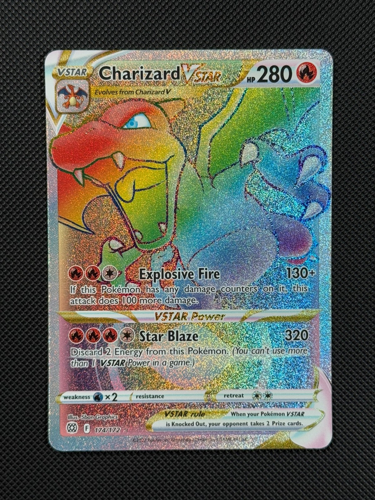 Pokémon Card Charizard VSTAR 174/172 Brilliant Stars Sword & Shield Rainbow Rare1