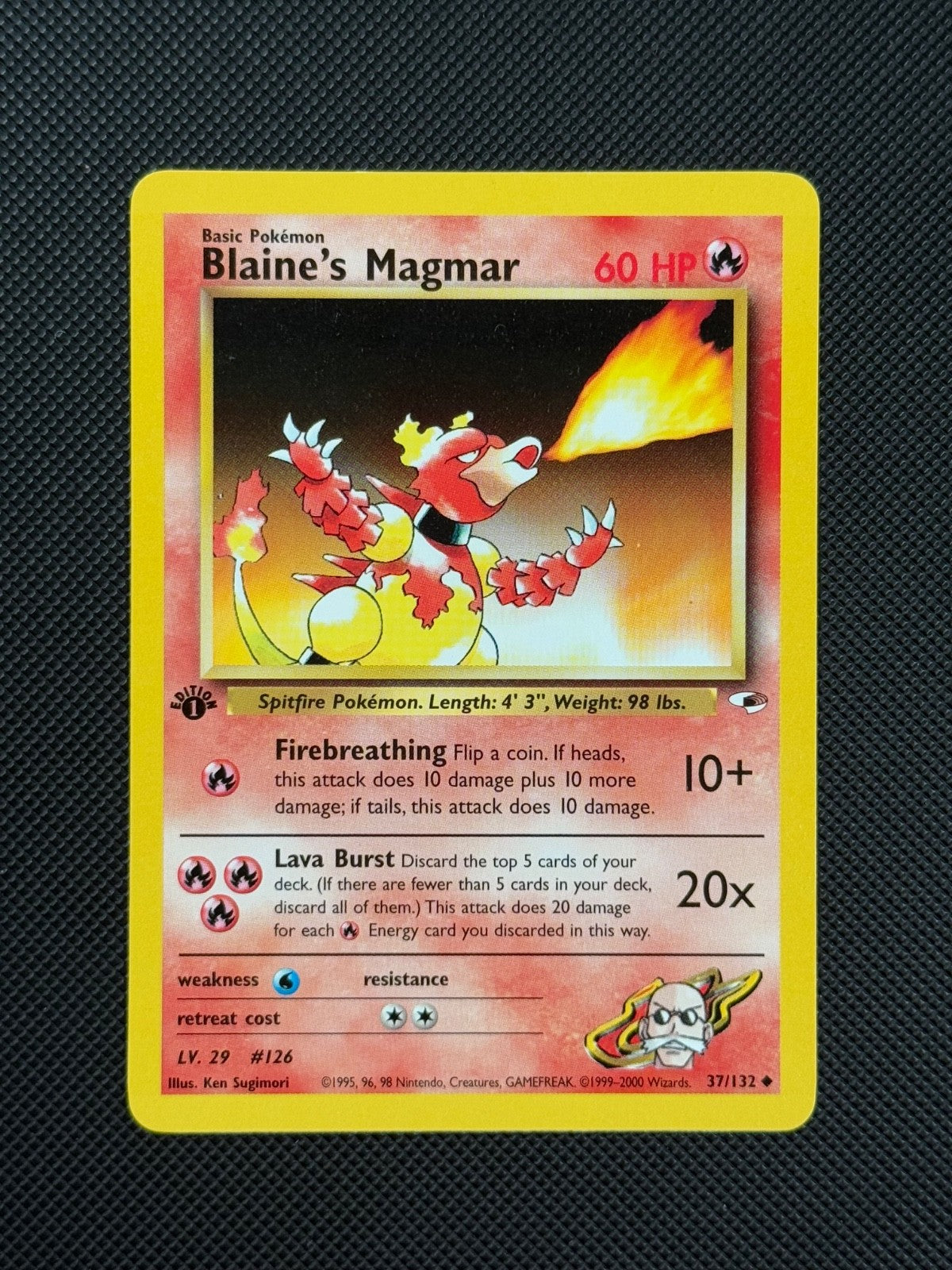Pokémon Cards Blaine's Magmar 37/132 1ST EDITION Gym Heroes WOTC Uncommon1