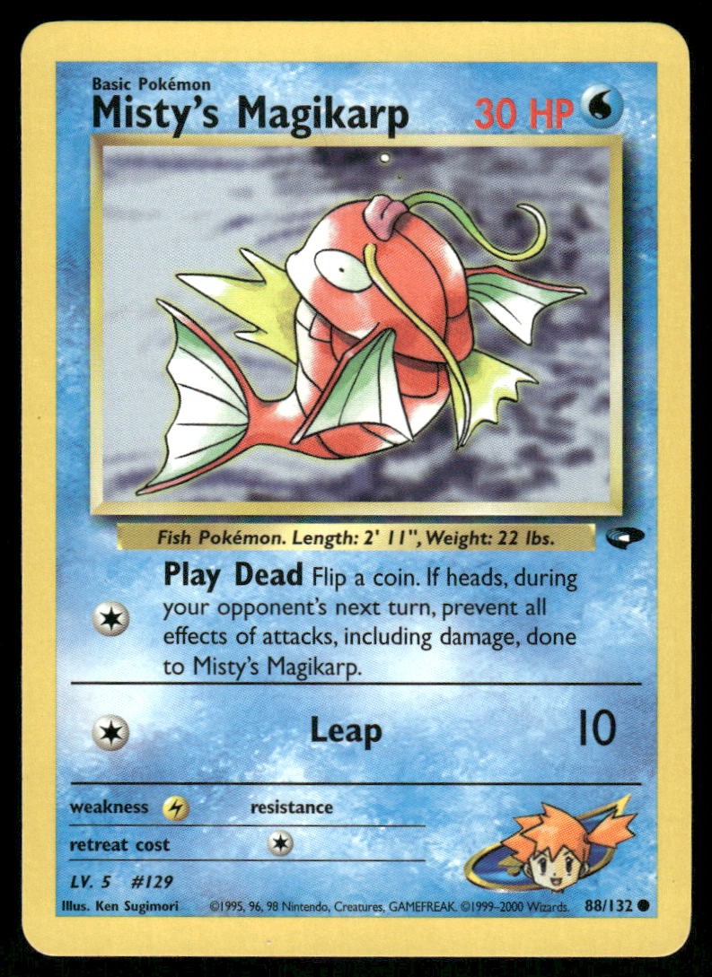 Pokemon Cards Misty's Magikarp 88/132 UNLIMITED Gym Challenge WOTC Common NM0
