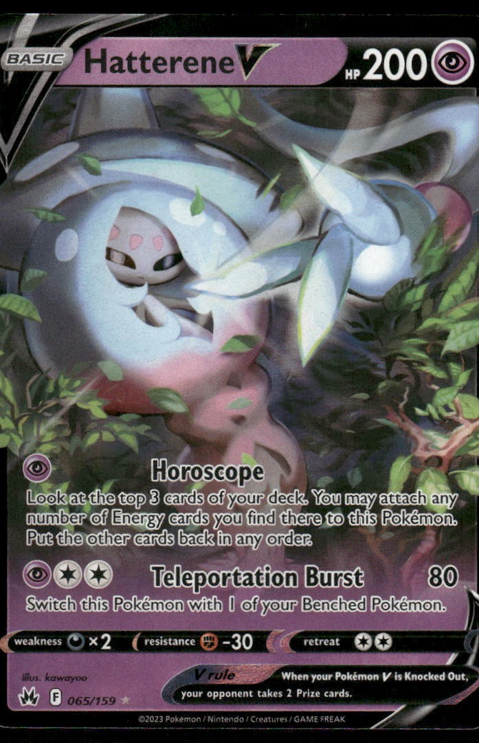 Pokemon Cards Hatterene V 065/159 Crown Zenith Holo Rare V NM *20