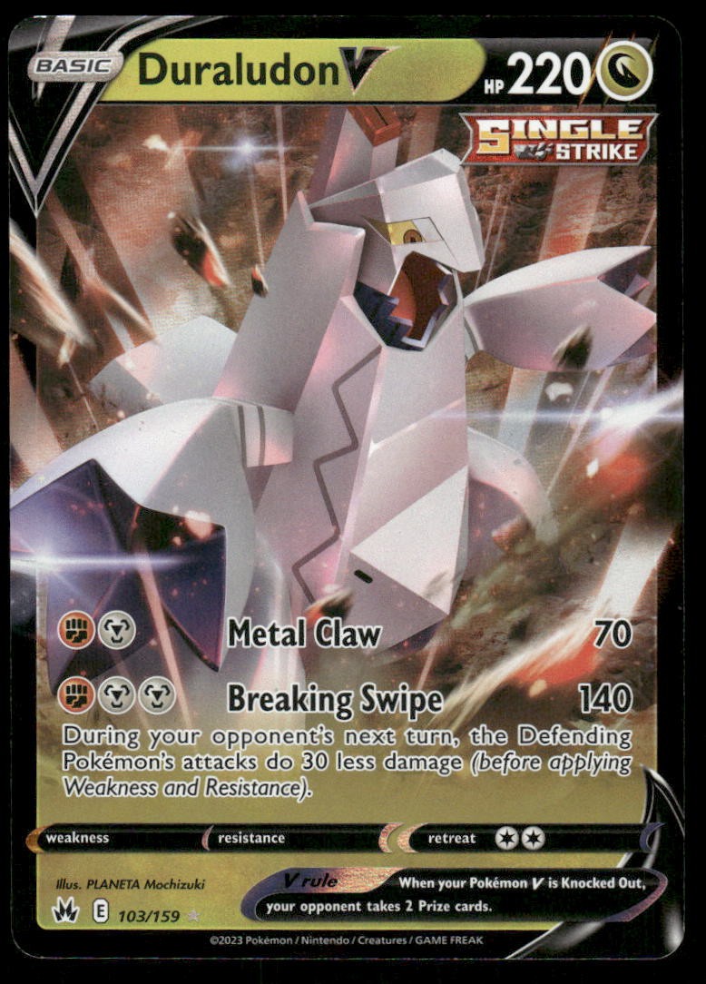 Pokemon Cards Duraludon V 103/159 Crown Zenith Holo Rare V NM0