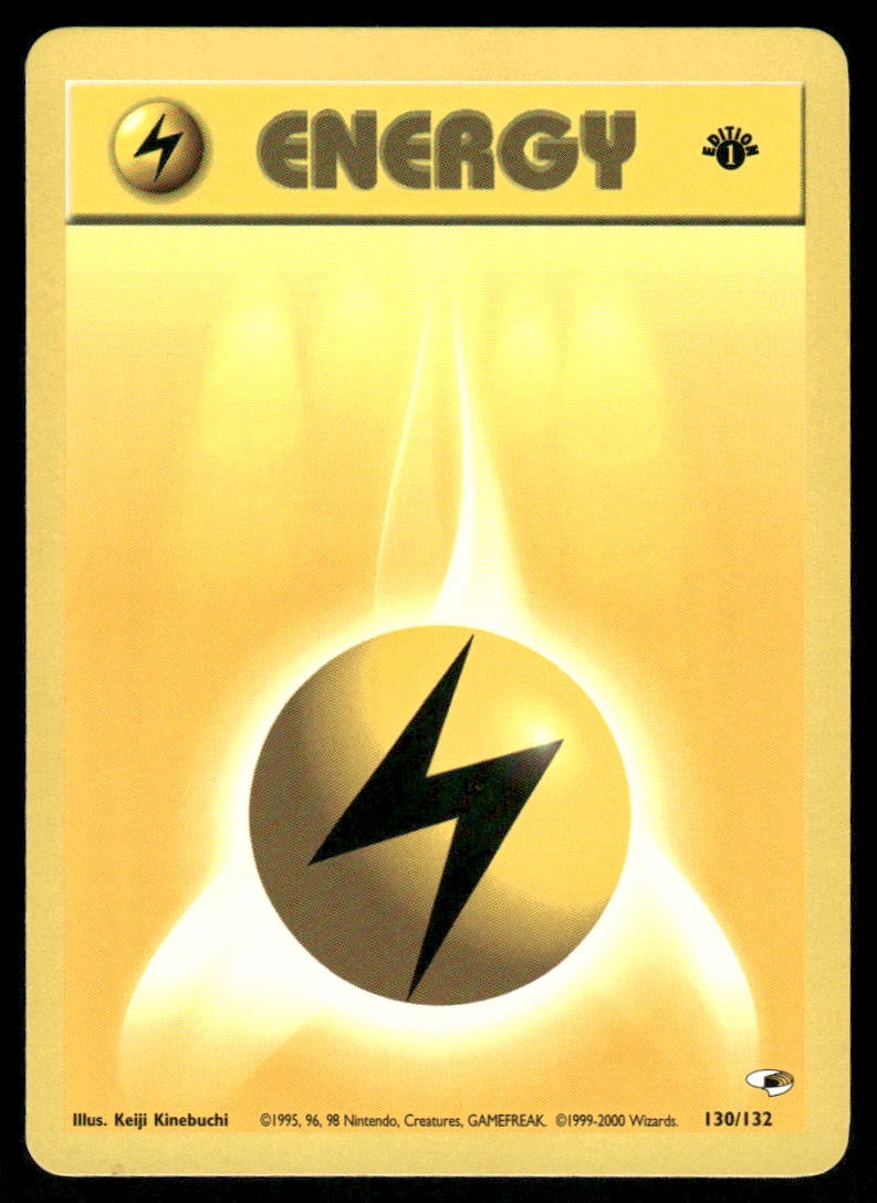 Pokemon Cards Lightning Energy 130/132 1ST EDITION Gym Heroes WOTC NM0