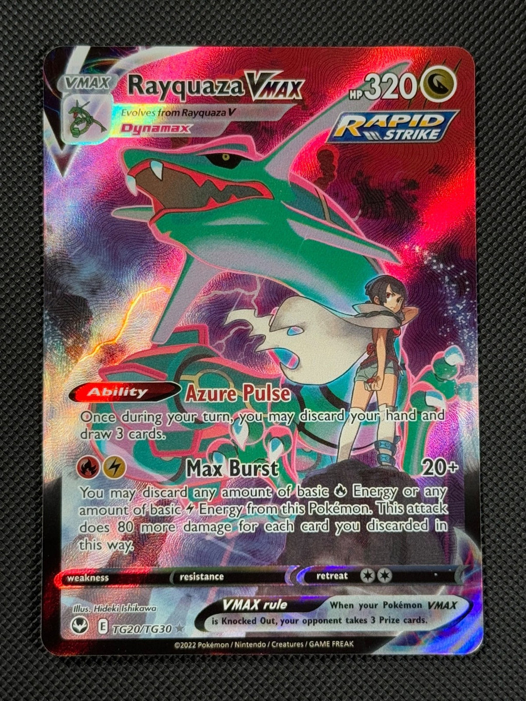 Rayquaza VMAX TG20/TG30 SPECIAL ART Pokémon Card SWSH Silver Tempest Holo Rare0