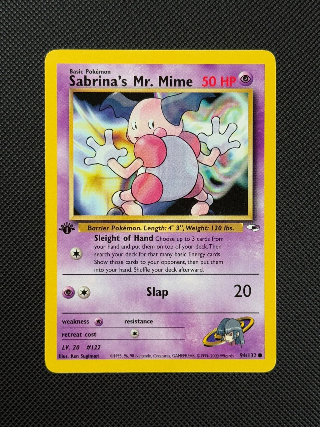 Pokémon Cards Sabrina's Mr. Mime 94/132 1ST EDITION Gym Heroes WOTC Common1