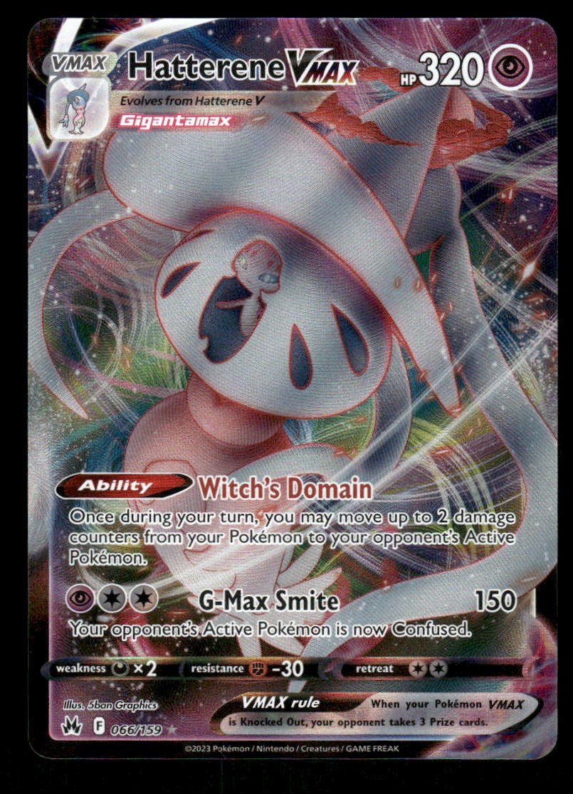 Pokemon Cards Hatterene VMAX 066/159 Crown Zenith Holo Rare VMAX NM0