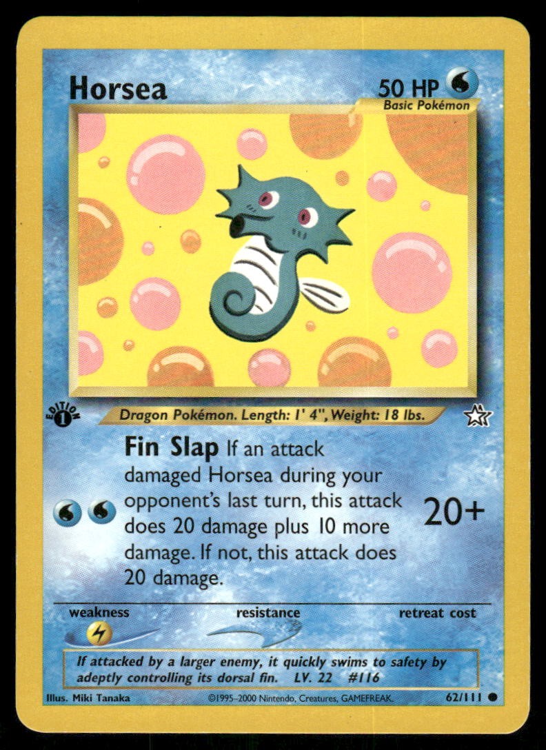 Pokemon Cards Horsea 62/111 1ST EDITION Neo Genesis WOTC Common NM0