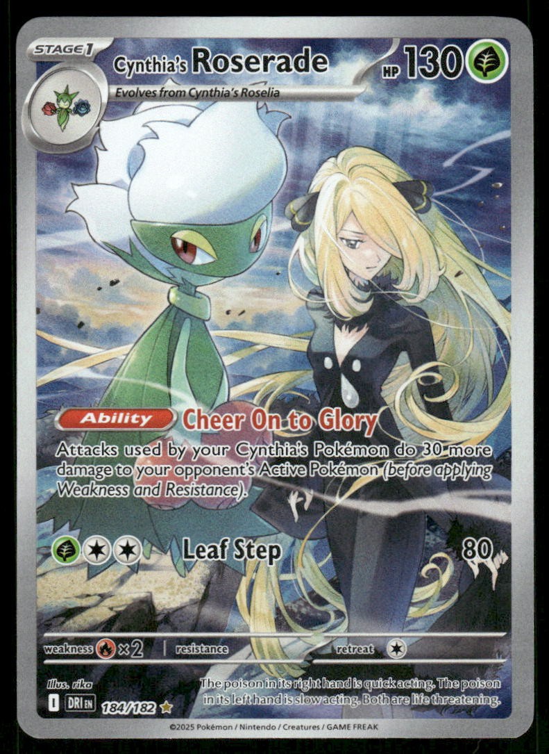 Pokemon Cards Cynthia's Roserade 184/182 Destined Rivals Illustration Rare NM *10