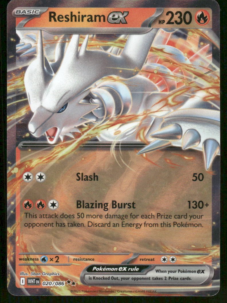 Pokemon Cards Reshiram ex 020/086 White Flare Double Rare NM *10