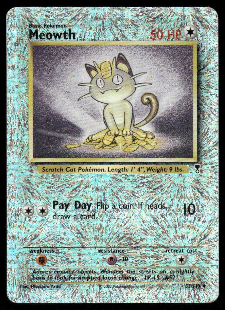 Pokemon Cards Meowth 53/110 Reverse Holo Legendary Collection Uncommon LP0