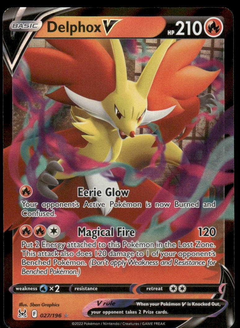 Pokemon Cards Delphox V 027/196 Lost Origin Holo Rare V NM0