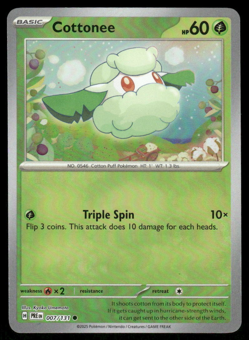 Pokemon Cards Cottonee 007/131 Reverse Holo Prismatic Evolutions Pokeball NM *20