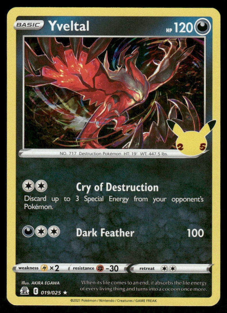 Pokemon Cards Yveltal 019/025 Celebrations Rare NM *10