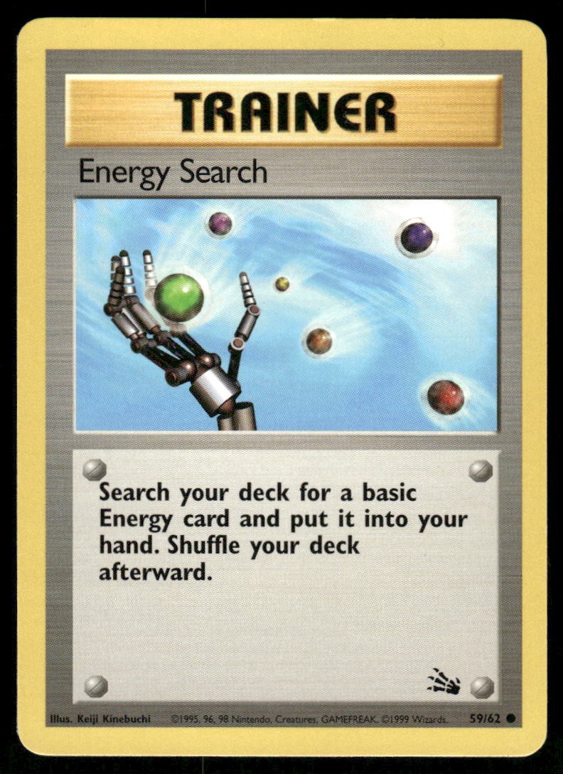 Pokemon Cards Energy Search 59/62 UNLIMITED Fossil Common LP0