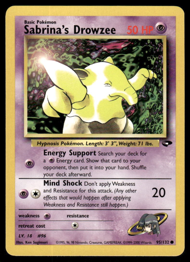 Pokemon Cards Sabrina's Drowzee 95/132 UNLIMITED Gym Challenge WOTC Common NM0
