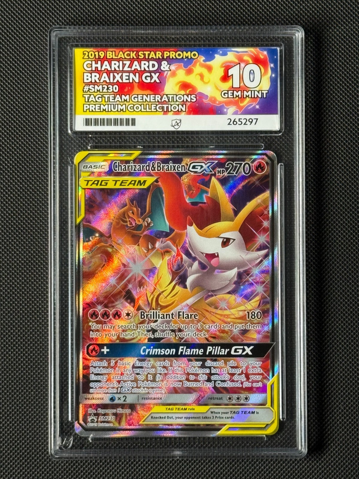 ACE 10 Charizard & Braixen GX SM230 Pokémon Card Black Star Promo GEM MINT0