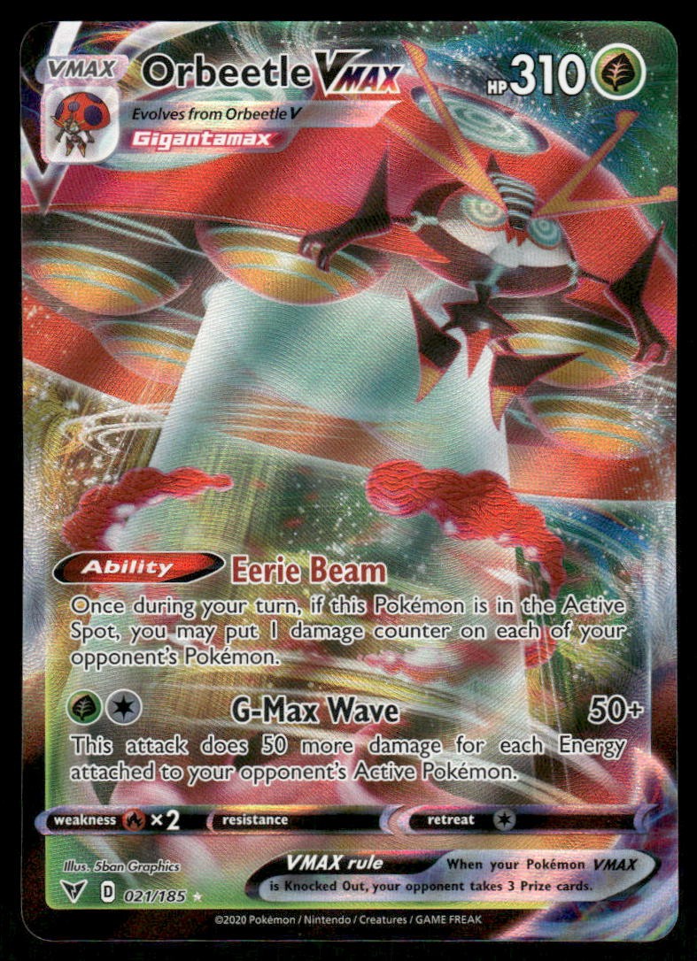 Pokemon Cards Orbeetle VMAX 021/185 Vivid Voltage Holo Rare VMAX NM0