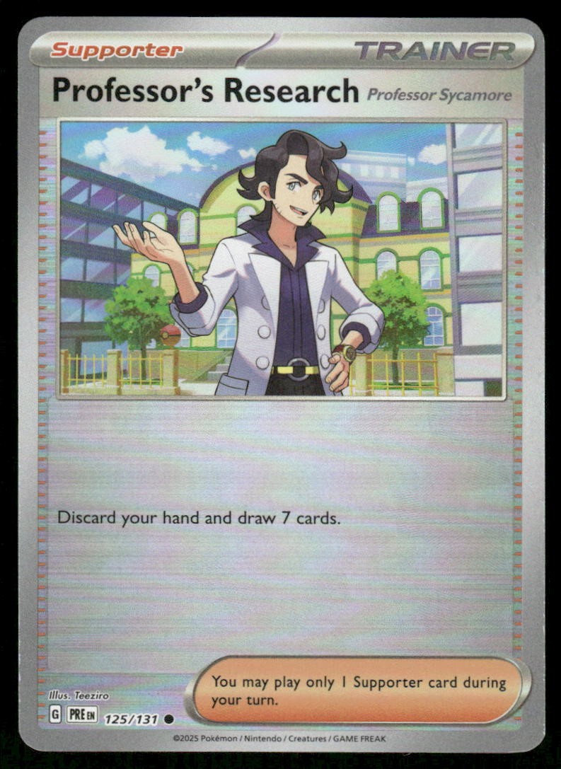 Pokemon Cards Professor's Research 125/131 Reverse Holo Prismatic Evolutions NM0