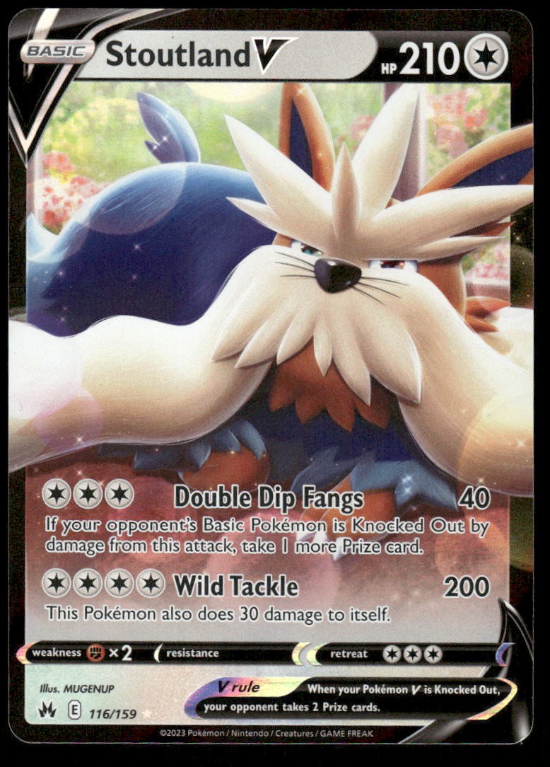 Pokemon Cards Stoutland V 116/159 Crown Zenith Holo Rare V NM *30
