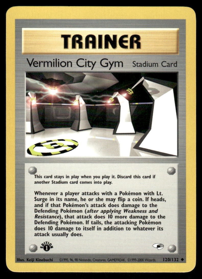 Pokemon Cards Vermilion City Gym 120/132 1ST EDITION Gym Heroes WOTC Uncommon NM0