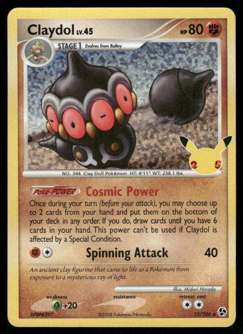 Pokemon Cards Claydol 15/106 Celebrations: Classic Collection holo NM *10