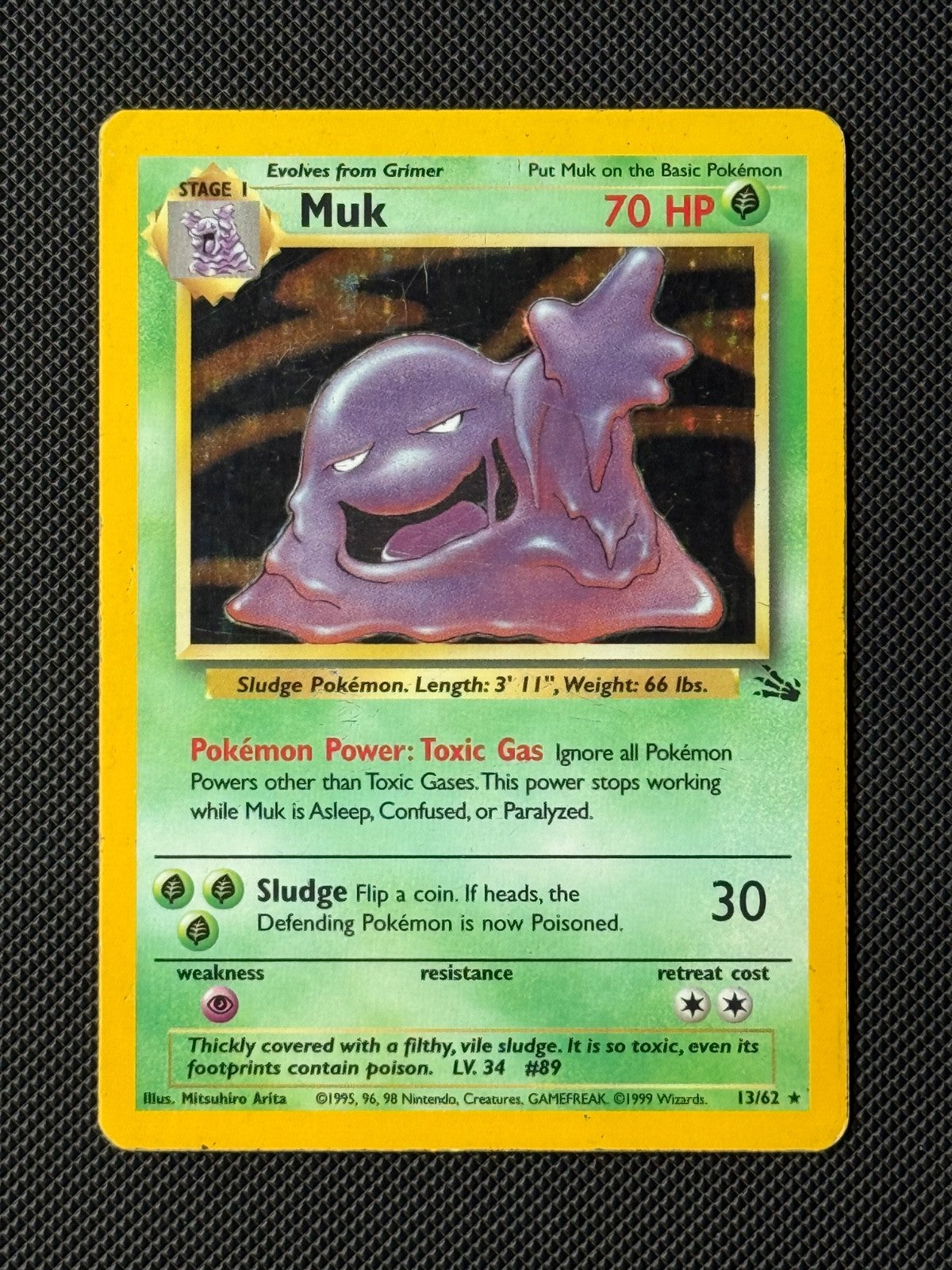 Muk 13/62 Holo Pokémon Card Fossil Unlimited WOTC Rare0