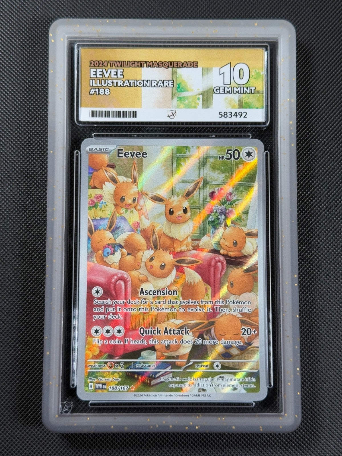 ACE 10 Eevee 188/167 IR Pokémon Card S&V Twilight Masquerade GEM MINT0