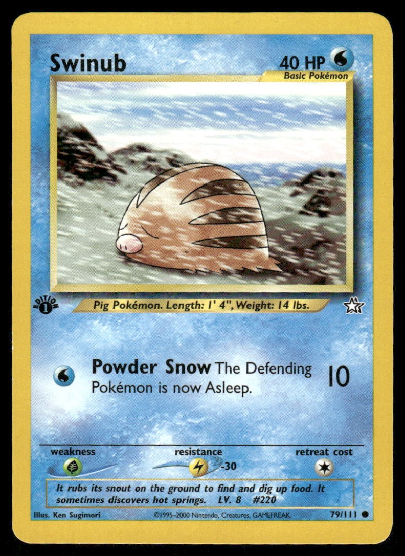 Pokemon Cards Swinub 79/111 1ST EDITION Neo Genesis WOTC Common NM *20