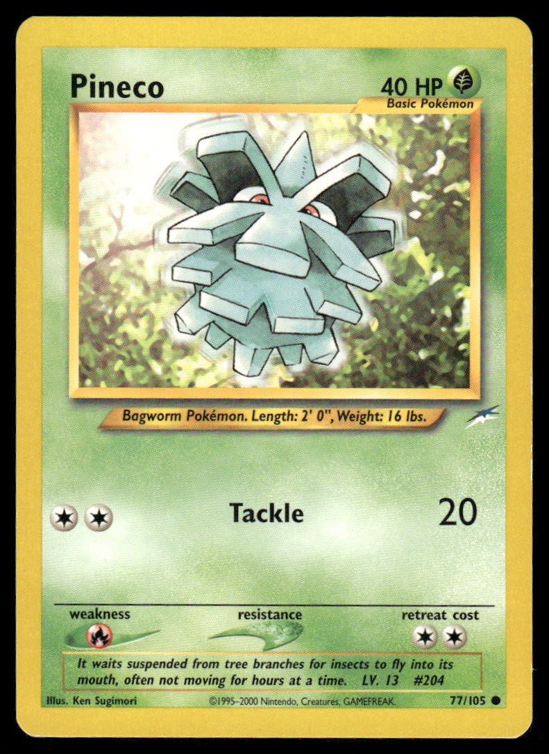 Pokemon Cards Pineco 77/105 UNLIMITED Neo Destiny WOTC Common NM0