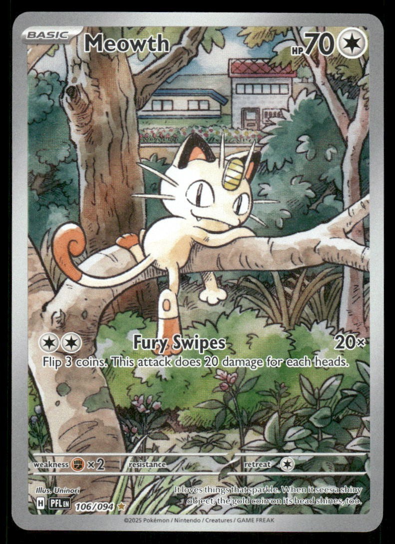Pokemon Cards Meowth 106/094 Phantasmal Flames Illustration Rare NM *30