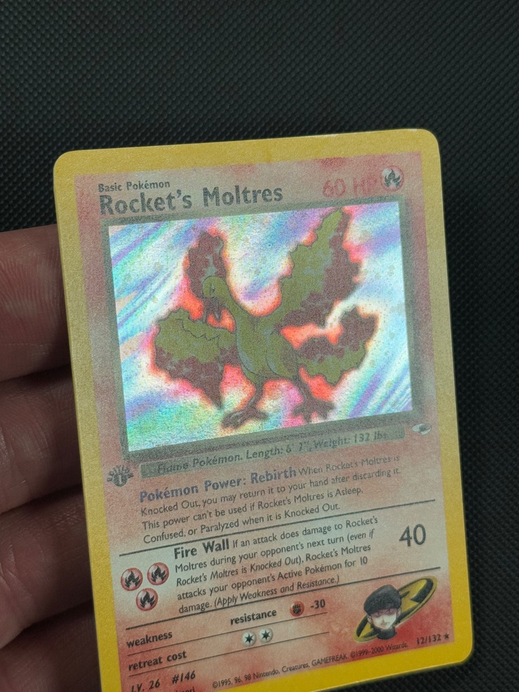 Pokémon Cards Rocket's Moltres 12/132 1ST EDITION Gym Heroes WOTC Holo Rare4