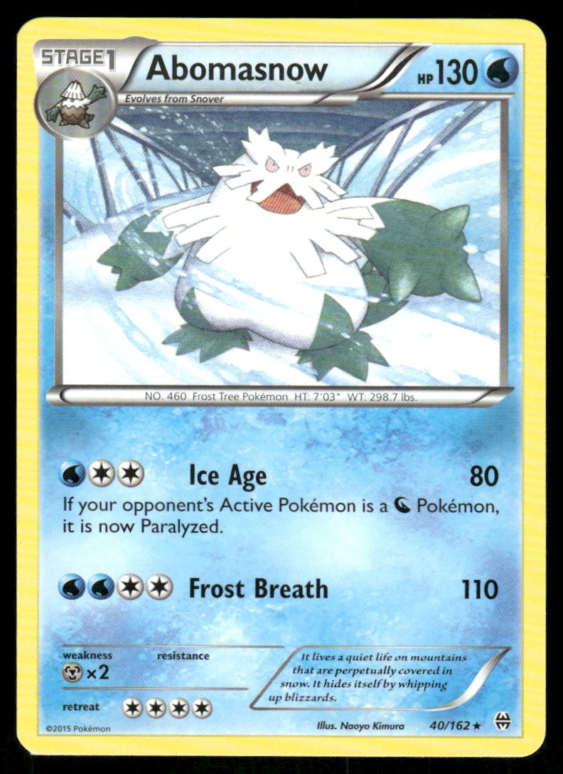 Pokemon Cards Abomasnow 40/162 BREAKthrough XY Rare NM0
