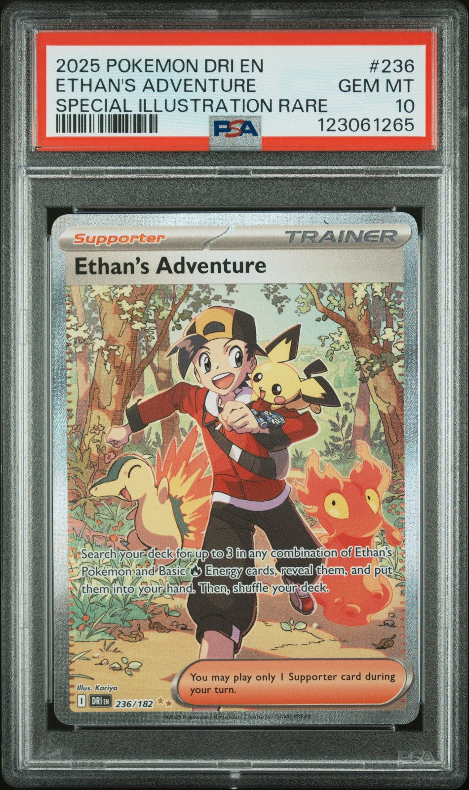 Pokemon Card Ethan's Adventure 236/182 Special Illustration Rare PSA 100