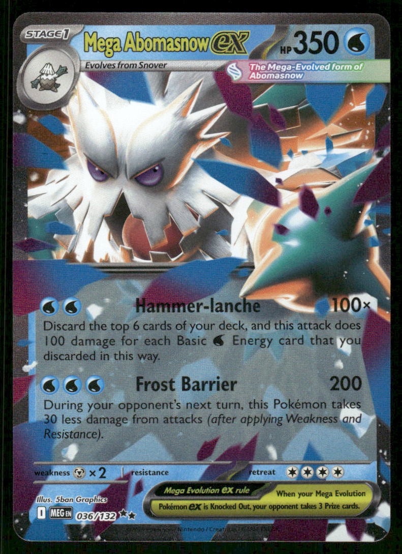 Pokemon Cards Mega Abomasnow ex 036/132 Mega Evolution Double Rare NM0
