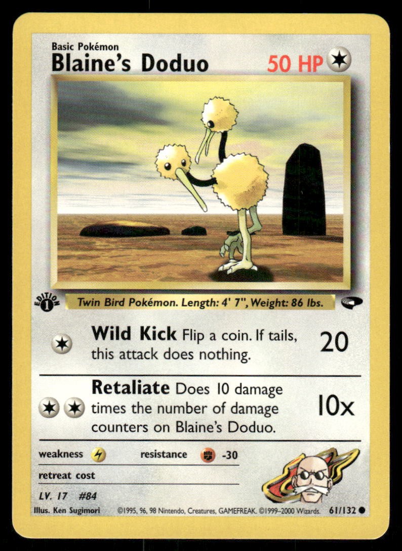 Pokemon Cards Blaine's Doduo 61/132 1ST EDITION Gym Challenge Common NM0