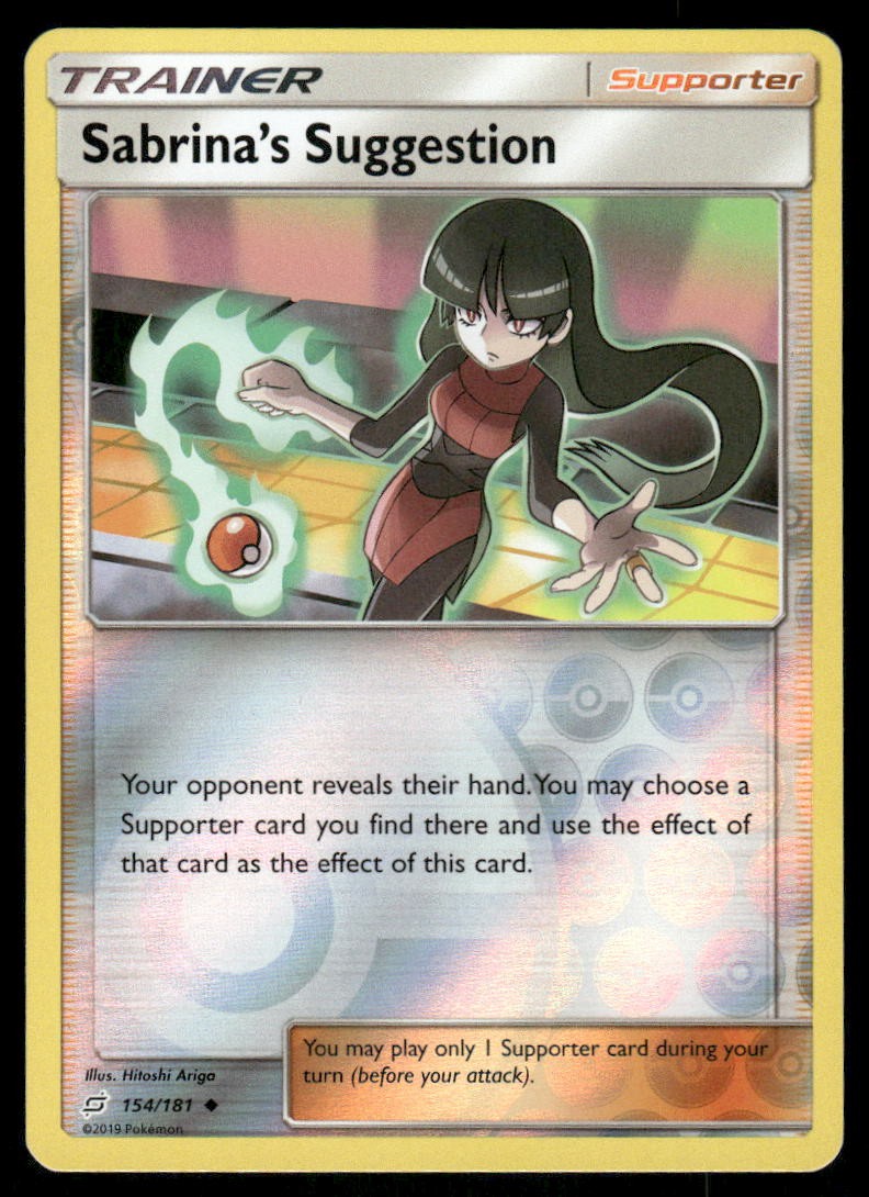 Pokemon Cards Sabrina's Suggestion 154/181 Reverse Holo Team Up Sun & Moon NM0